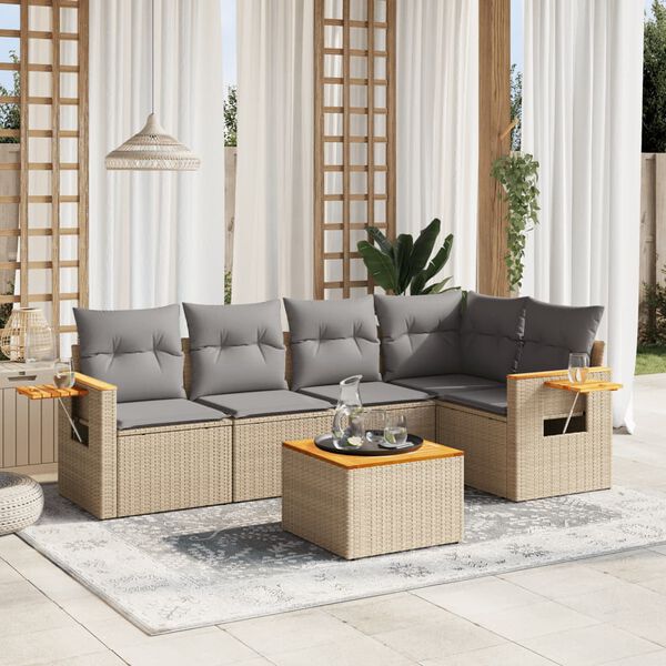 vidaXL Garden Sofa Set Beige and Light Grey PE Rattan Large