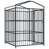 vidaXL Dog Kennel Black Galvanized steel, polyethylene roof Large Locks