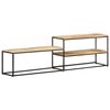 vidaXL TV Cabinet Mango wood color Rough Mango Wood and Powder-Coated Steel