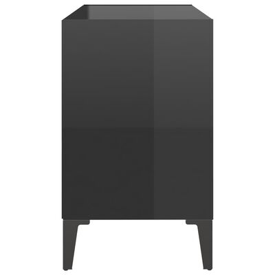 vidaXL TV Stand with Metal Legs High Gloss Black 27.4"x11.8"x19.7"