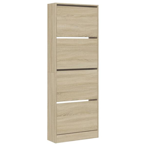 vidaXL Shoe Cabinet Sonoma Oak Engineered Wood Slim Shoe Cabinet