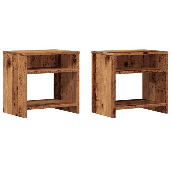 vidaXL Bedside Cabinet Set of 2 Old wood Engineered wood Small