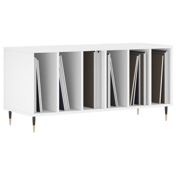 vidaXL Record Cabinet White Engineered Wood, Iron Large Record Cabinet