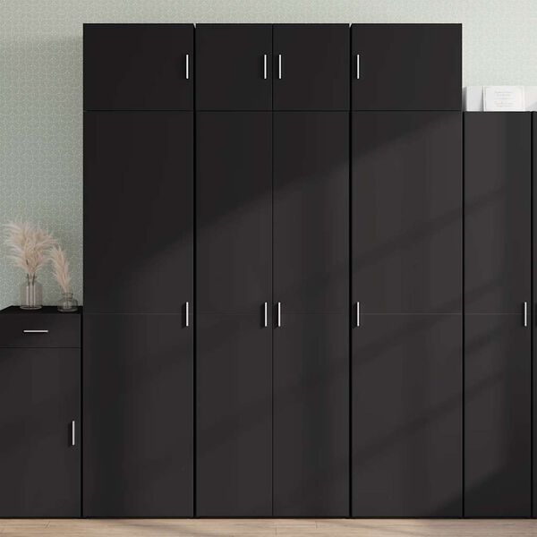 vidaXL Storage Cabinet Black Engineered Wood Tall Storage Cabinet