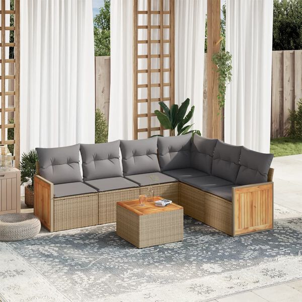 vidaXL Garden Sofa Set Beige and Light Grey
