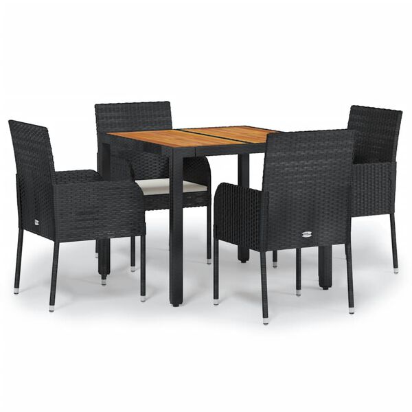 vidaXL Garden Dining Set Black