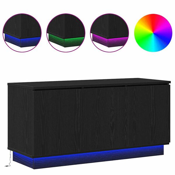 vidaXL TV Cabinet Black Oak 39.37 x 14.96 x 19.29 in Engineered Wood