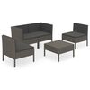 vidaXL Garden Lounge Set Gray PE rattan, powder-coated steel, polyester