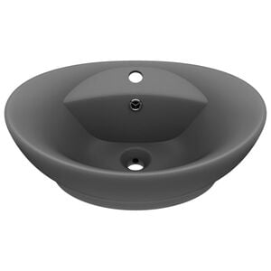 vidaXL Luxury Basin Overflow Oval Matt Dark Grey 23.0x15.4" Ceramic