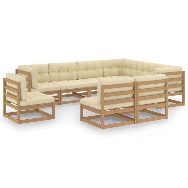 vidaXL Garden Lounge Set Honey Brown Solid pinewood, fabric (100% polyester)