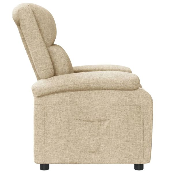 vidaXL Recliner Chair Cream Fabric Standard Adjustable Armrests