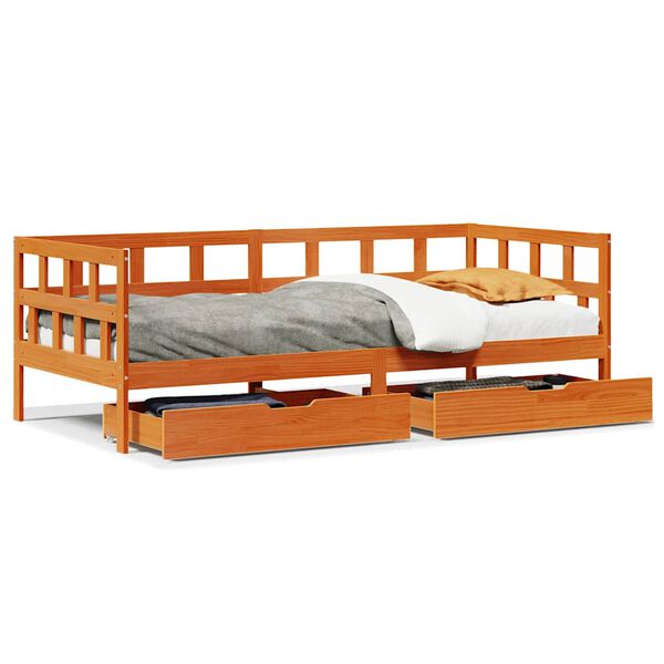 vidaXL Daybed Wax Brown Solid Pine Wood 35.4 x 78.7 in Daybed