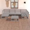 vidaXL 7 Piece Patio Lounge Set Gray Solid Pinewood