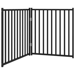 vidaXL Dog Gate Set of 2 Black Solid Fir Wood Medium Foldable