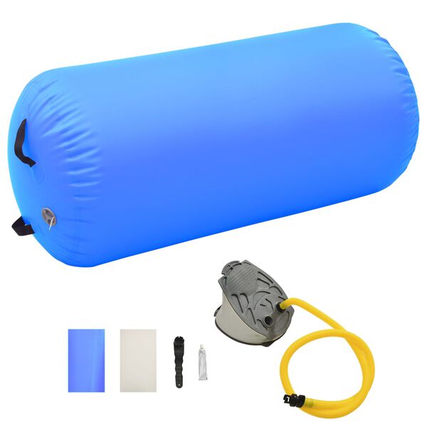 vidaXL Inflatable Gymnastic Roll with Pump 47.2x29.5" PVC Blue