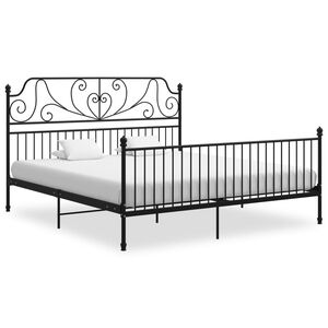 vidaXL Bed Frame Black Powder-coated metal 78.7 x 78.7 in Durable