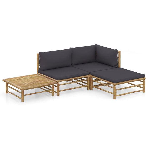 vidaXL Garden Lounge Set Dark Grey Bamboo Medium Modular