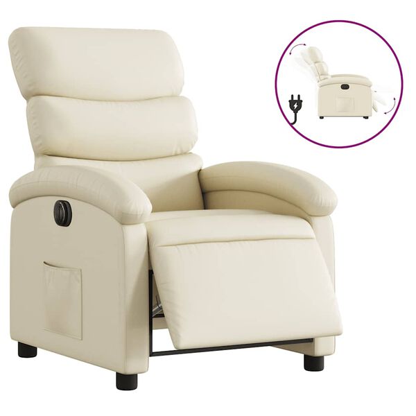 vidaXL Electric Recliner Chair Cream Faux leather, foam, metal, plywood