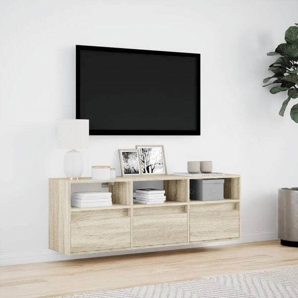 vidaXL TV Wall Cabinet Sonoma Oak Engineered Wood Medium TV Wall Cabinet