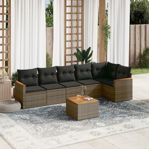vidaXL Garden Sofa Set Grey PE rattan L Modular Garden Sofa Set