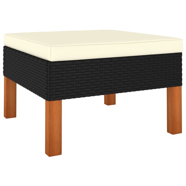 vidaXL Footstool Black PE rattan Medium Modular Footstool Square