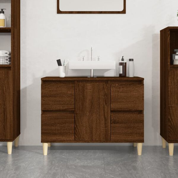 vidaXL Sink Cabinet Brown Oak Engineered Wood 31.5x13.0x23.6 in