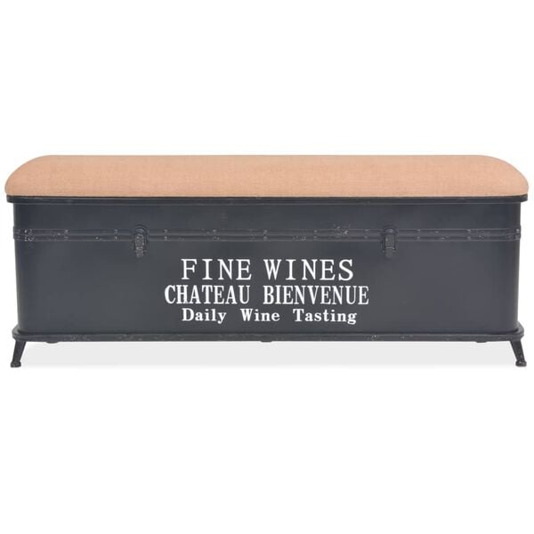 vidaXL Storage Bench Black Steel Medium Storage Entryway Bench