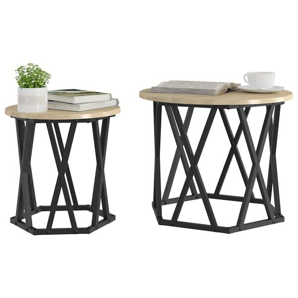 vidaXL Side Table 2 pcs Sonoma oak 19.7" x 19.7" x 15.7