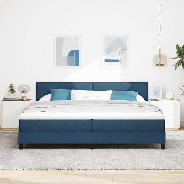 vidaXL Box Spring Bed with Mattress Blue 78.7“ x 78.7” fabric
