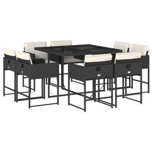 vidaXL Patio Dining Set Set of 8 Black and cream white