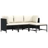vidaXL Garden Sofa Set Black, Cream White PE Rattan, Steel Standard