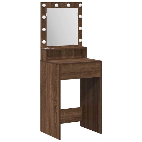 vidaXL Dressing Table with Shelf Brown Oak 19.69 x 16.14 x 53.15 in