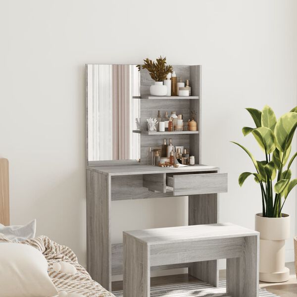 vidaXL Dressing Table Grey Sonoma Engineered Wood, Acrylic Medium