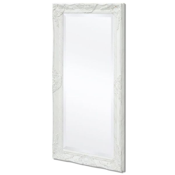 vidaXL Wall Mirror White Wood, Glass, Engineered Wood 39.4 x 19.7 in