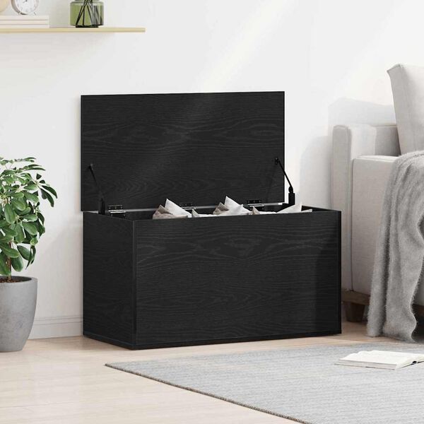 vidaXL Storage Box Black Oak 33.07 x 16.54 x 18.11 in Engineered Wood
