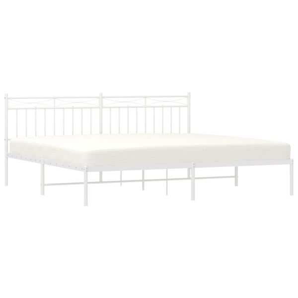 vidaXL Bed Frame White Powder-Coated Steel 78.7x78.7 in Modern