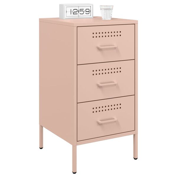 vidaXL Bedside Cabinet Pink Cold-rolled Steel Adjustable Feet