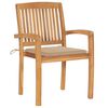 vidaXL Stacking Patio Chairs with Cushions 4 pcs Solid Teak Wood