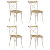 vidaXL Cross Chair Set of 4 White Solid Mango Wood, Steel Standard