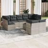 vidaXL Garden Sofa Set Light Grey PE rattan Large Adjustable Feet