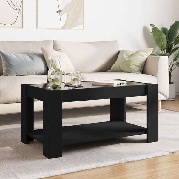 vidaXL Coffee Table Black Engineered wood, Glass Medium Coffee Table