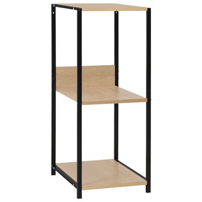 vidaXL Small Straight Book Shelf Black and Oak 13.2"x15.6"x31.4" Engineered Wood