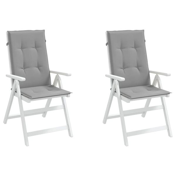 vidaXL Highback Chair Cushion Set of 2 Grey 100% Polyester