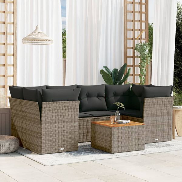 vidaXL Garden Sofa Set Grey, Brown, Dark Grey