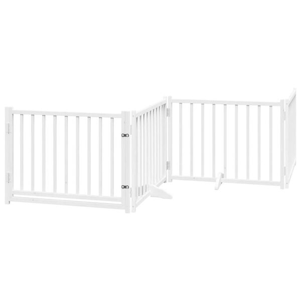 vidaXL Dog Gate Set of 4 White Solid fir wood 126.0 in total length