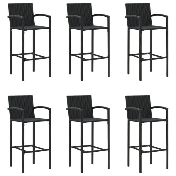vidaXL Garden Bar Set Black PE Rattan, Powder-Coated Steel, Tempered Glass