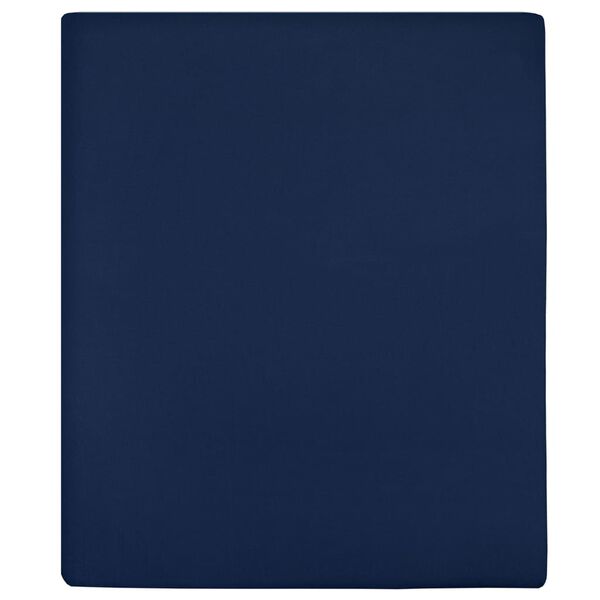 vidaXL Jersey Fitted Sheet Set of 2 Navy Blue 100% cotton Standard