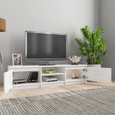 vidaXL TV Cabinet High Gloss White 55.1"x15.7"x14" Engineered Wood