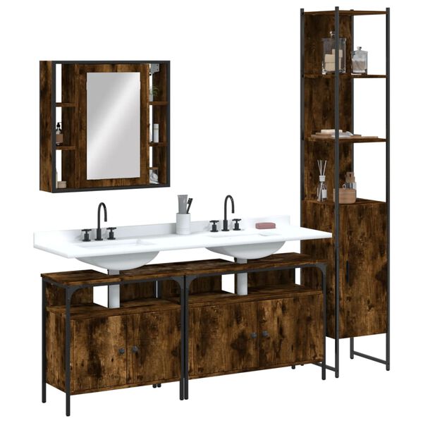 vidaXL Bathroom Cabinet Set Smoked Oak