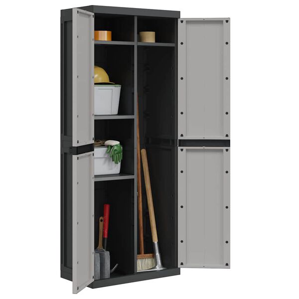 vidaXL Outdoor Storage Cabinet Grey and Black Polypropylene Medium